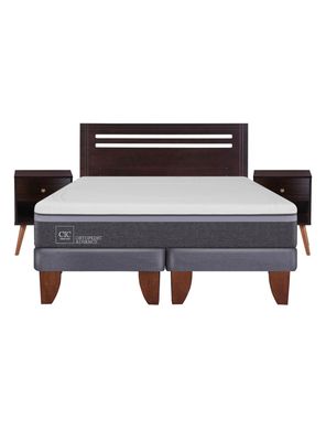 Cama Europea Ortopedic Advance 2 Plazas Base Dividida + Set Muebles New Munich