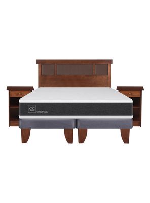 Imagen 2 del producto Cama Europea New Ortopedic 2 Plazas Base Dividida + Set Muebles New Dublín Caramelo