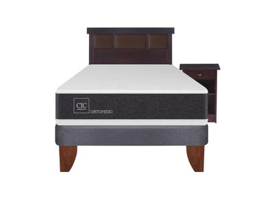 Cama Europea New Ortopedic 1.5 Plazas + Set Muebles New Dublín Chocolate