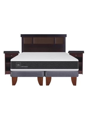 Imagen 2 del producto Cama Europea New Ortopedic 2 Plazas Base Dividida + Set Muebles New Dublín Chocolate