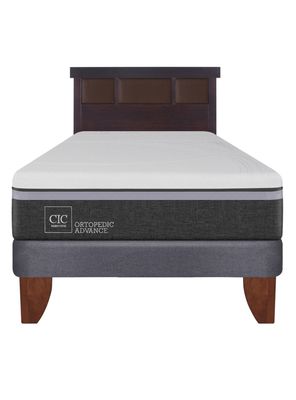 Cama Europea Ortopedic Advance 1.5 Plazas + Respaldo New Dublín Chocolate