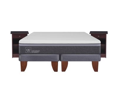Cama Europea Ortopedic Advance 2 Plazas Base Dividida + Velador New Dublín Chocolate