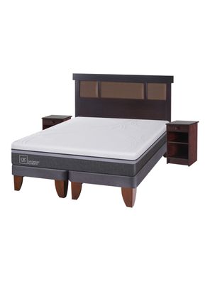 Cama Europea Ortopedic Advance 2 Plazas Base Dividida + Set Muebles New Dublín Chocolate