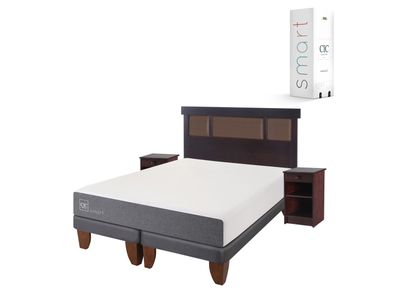 Imagen 2 del producto Cama Europea Smart 2 Plazas Base Dividida + Set Muebles New Dublín Chocolate
