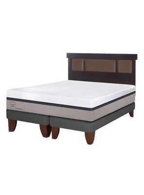 Cama Europea Balance 2 Plazas Base Dividida + Respaldo New Dublín Chocolate