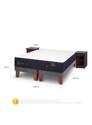 Imagen 2 del producto Cama Europea Premium 2 Plazas Base Dividida + Veladores New Dublin Chocolate