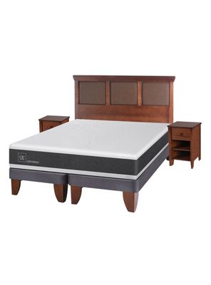 Cama Europea New Ortopedic 2 Plazas Base Dividida + Set Muebles New Torino