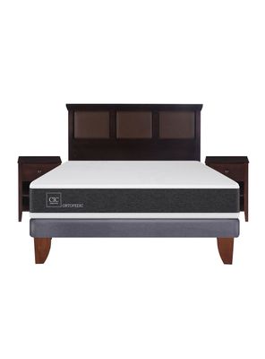 Imagen 2 del producto Cama Europea New Ortopedic 2 Plazas Base Normal + Set Muebles New Torino Chocolate