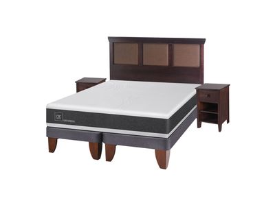 Cama Europea New Ortopedic King + Set Muebles New Torino Chocolate