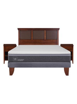 Cama Europea Ortopedic Advance 2 Plazas Base Normal + Set Muebles New Torino