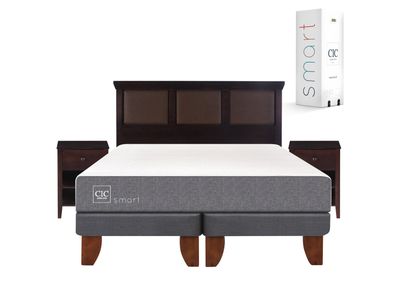 Cama Europea Smart King + Set Muebles New Torino Chocolate