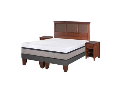 Cama Europea Balance King Base Dividida + Set Muebles New Torino Café