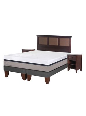 Cama Europea Balance 2 Plazas Base Dividida + Set Muebles New Torino Chocolate