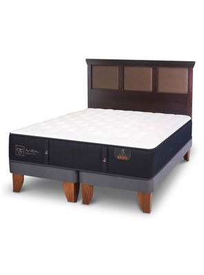 Cama Europea Premium 2 Plazas Base Dividida + Respaldo New Torino Chocolate