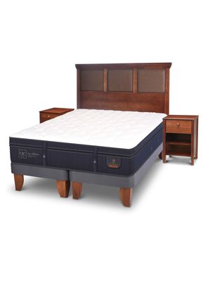 Cama Europea Super Premium 2 Plazas Base Dividida New Torino + Set Muebles