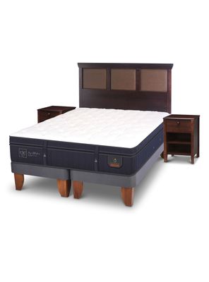 Cama Europea Super Premium 2 Plazas Base Dividida New Torino Chocolate + Set Muebles