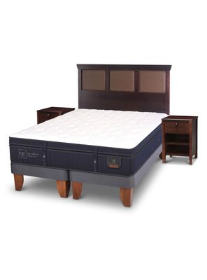 Cama Europea Super Premium King New Torino Chocolate + Set Muebles