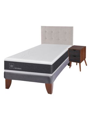 Cama Europea New Ortopedic 1.5 Plazas + Set Muebles Tigris