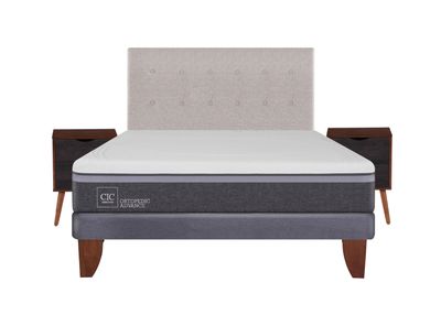 Cama Europea Ortopedic Advance 2 Plazas Base Normal + Set Muebles Tigris
