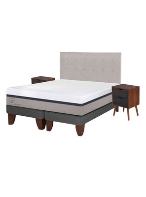Cama Europea Balance 2 Plazas Base Dividida + Set Muebles Tigris