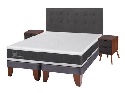 Cama Europea New Ortopedic 2 Plazas Base Dividida + Set Muebles Eufrates