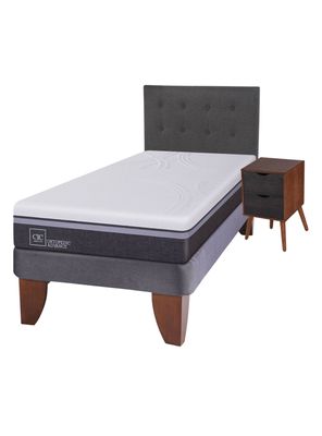 Cama Europea Ortopedic Advance 1.5 Plazas Base Normal + Set Muebles Eufrates
