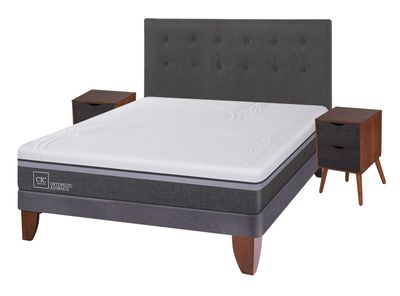 Cama Europea Ortopedic Advance 2 Plazas Base Normal + Set Muebles Eufrates
