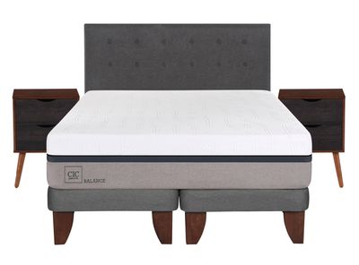 Cama Europea Balance 2 Plazas Base Dividida + Set Muebles Eufrates