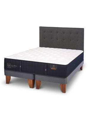 Cama Europea Premium 2 Plazas Base Dividida + Respaldo Eufrates