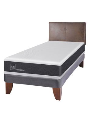 Cama Europea New Ortopedic 1.5 Plazas + Respaldo Baker