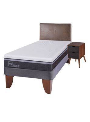 Cama Europea Ortopedic Advance 1.5 Plazas + Set Muebles Baker