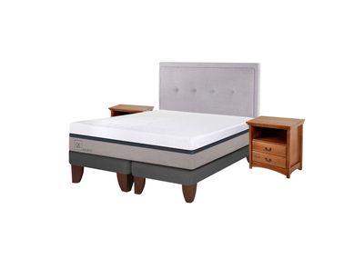 Cama Europea Balance 2 Plazas Base Dividida + Set Muebles Ganges