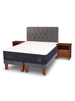 Cama Europea Super Premium 2 Plazas Base Dividida Kavery + Set Muebles