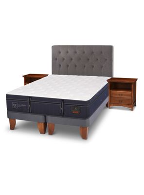 Cama Europea Grand Premium 2 Plazas Base Dividida Kavery + Set Muebles