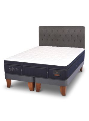 Cama Europea Super Premium 2 Plazas Base Dividida + Respaldo Kavery