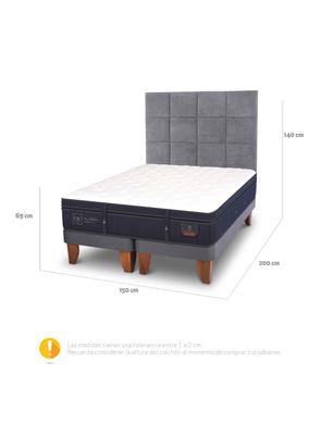 Imagen 2 del producto Cama Europea Super Premium 2 Plazas Base Dividida + Respaldo Tamesis