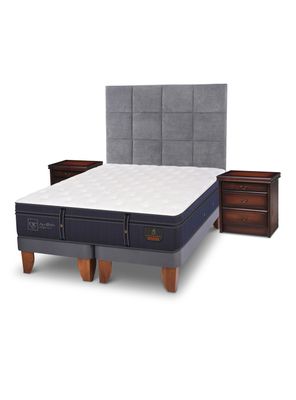 Cama Europea Grand Premium 2 Plazas Base Dividida Tamesis + Set Muebles