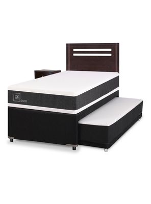 Diván Cama New Ortopedic Black 1.5 + Set Muebles New Munich