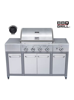 Parrilla a Gas Buffalo 4 Quemadores + Quemador Lateral