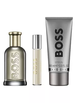 Set Perfume Boss Bottled EDT Hombre 100 ml + Pen Spray 10 ml + Shower Gel 100 ml
