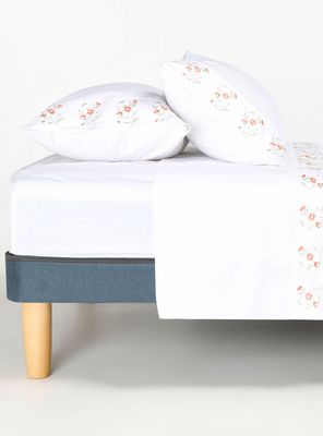 Sábana 2 Plazas 180 Hilos Broderie Damasco