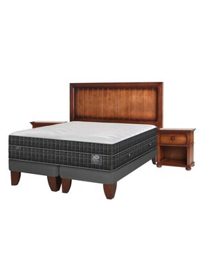 Cama Europea Lux 2 Plazas Base Dividida + Set Maderas Monterrey