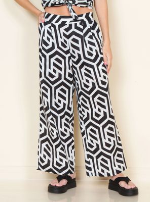 Pantalón Tiro Alto Estampado con Cintura