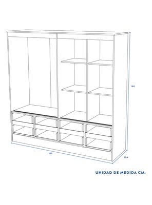 Imagen 2 del producto Clóset Maule 4 Puertas con Corredera 8 Cajones Blanco