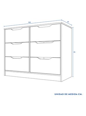 Imagen 2 del producto Cómoda 6 Cajones Nogal Melamina