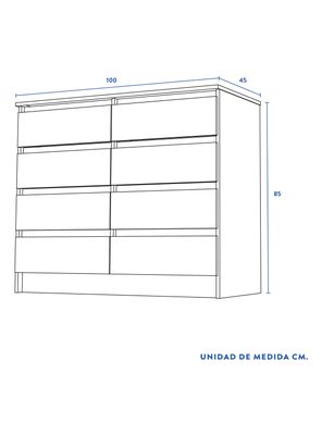 Imagen 2 del producto Cómoda Austria 8 Cajones Olmo-Blanco