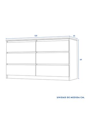 Imagen 2 del producto Cómoda Nórdica 6 Cajones Olmo-Blanco