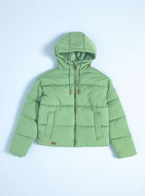 Parka Puffa Sólida con Gorro