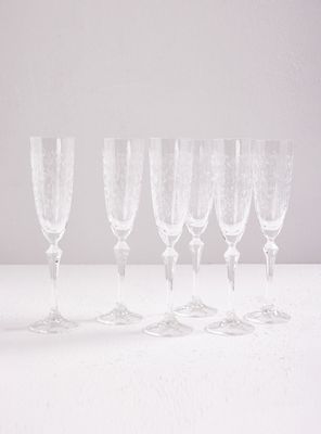 Set 6 Copas Cristal Tallado Elizabeth Champaña 200 ml