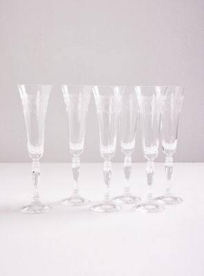 Set 6 Copas Cristal Tallado Victoria Champaña 180 ml